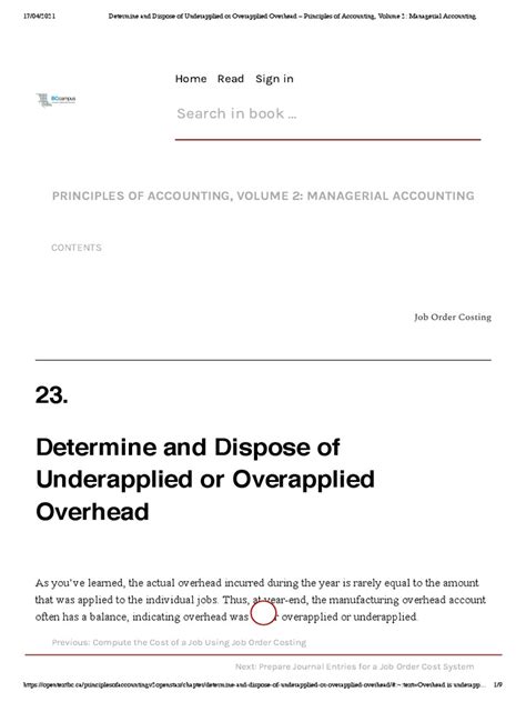 4.7: Determine and Dispose of Underapplied or Overapplied .
